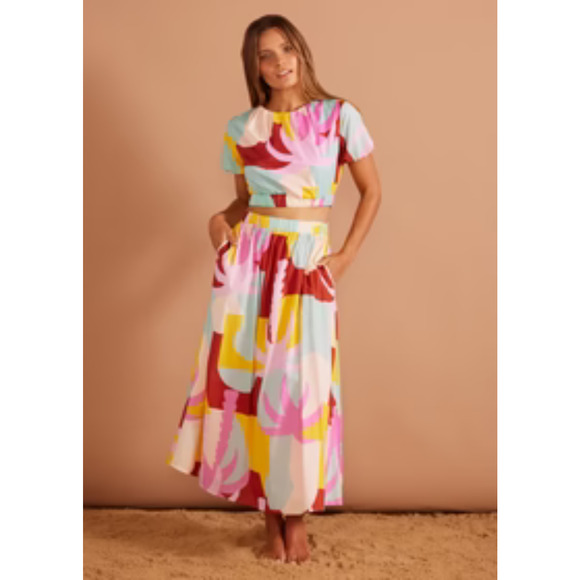 NWT MINKPINK SUMMER BLOWOUT PALMERA TROPICAL MAXI SKIRT W POCKETS XL MSRP $129 - Picture 1 of 3